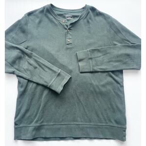 Men's Untuckit Dark Green Rib Knit Long Sleeve Henley Size Large